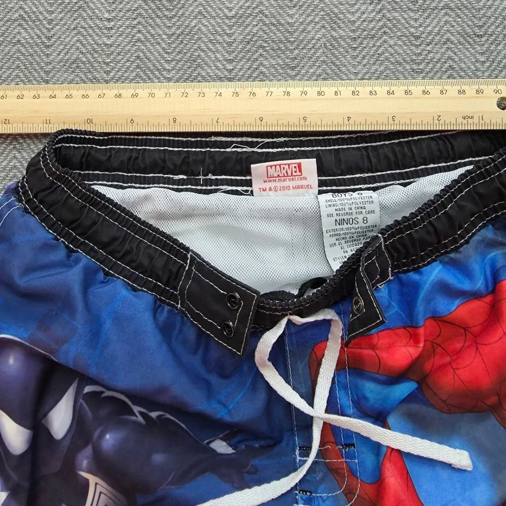 Marvel Boys Spiderman Venom Swim Trunks Blue Black Suit Board Shorts Size 8 2010